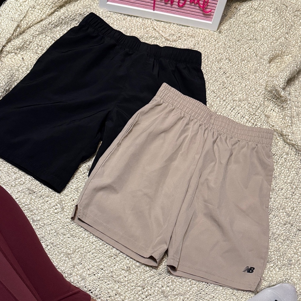 New Balance Kids Shorts in Black and Tan